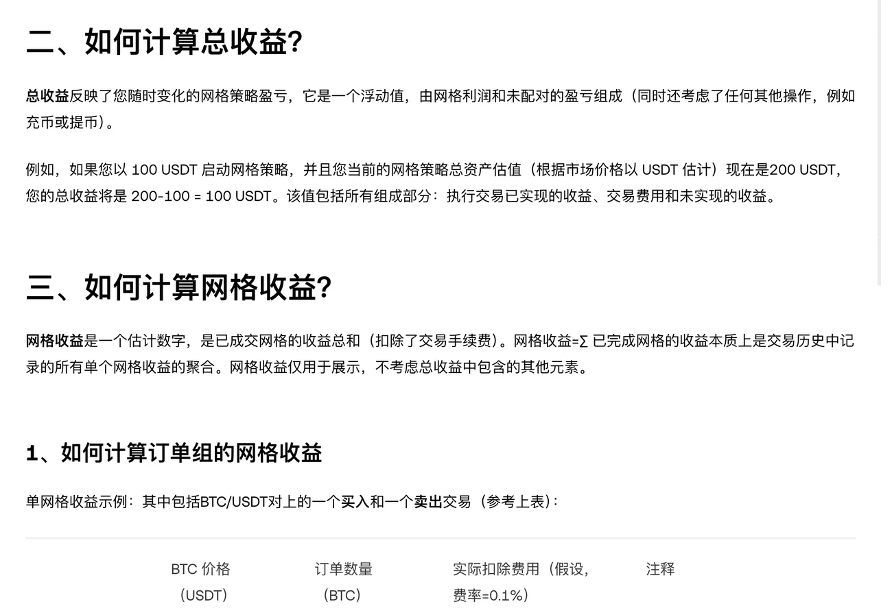 欧易帮助中心「现货网格总收益/网格收益/未配对收益常见问答」页面：总收益包括已实现收益、交易费用和未实现收益，网格收益是已成交网格的收益总和并扣除了交易手续费